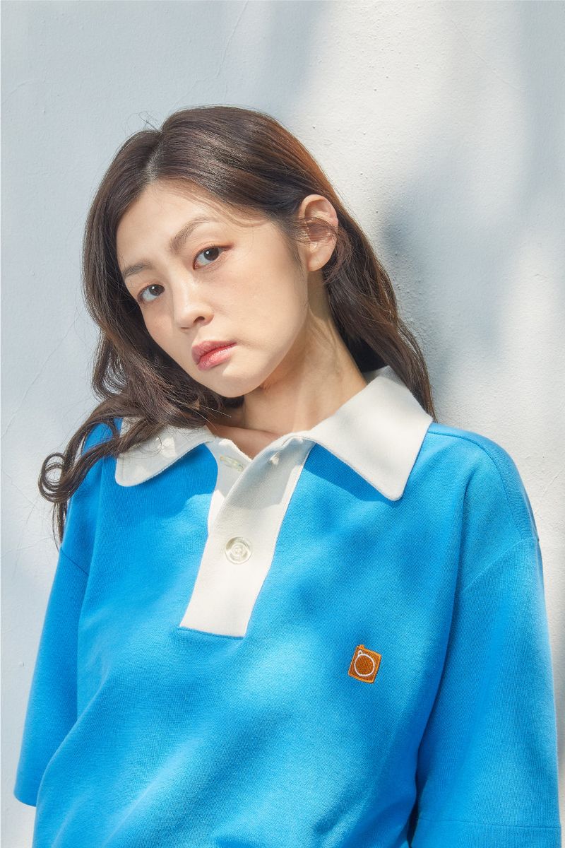 ALARM TERRY COLLAR T SHIRT BLUE_UNISEX