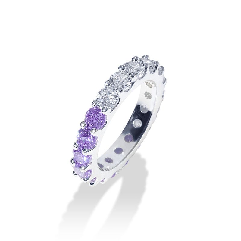 [S925] Violet Half Tennis Rilng (silver)