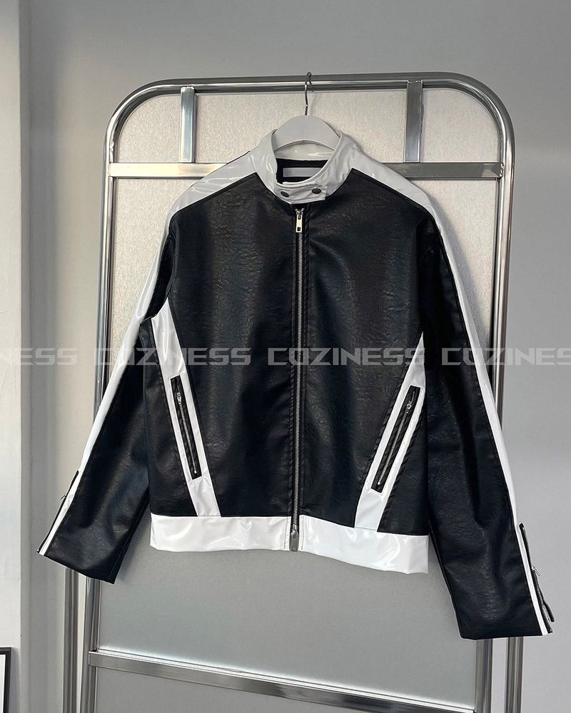ENOC Glossy Biker Leather Jacket (2 colors)