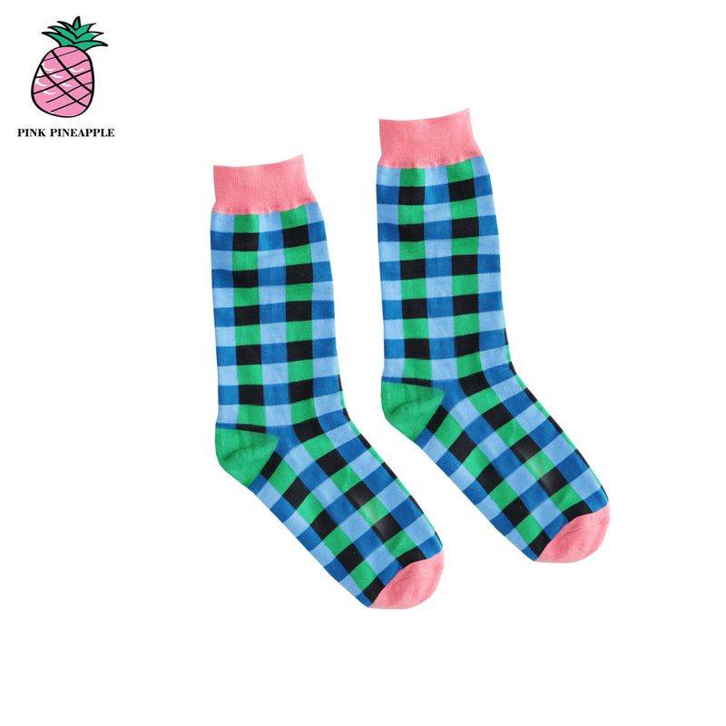 COLORED CHECK SOCKS (2PAIRS 1SET)