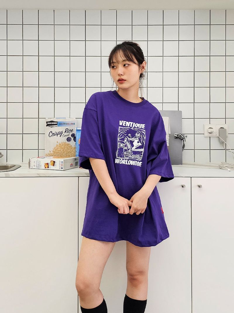 VENTIQUE Skull board T-shirt 3color