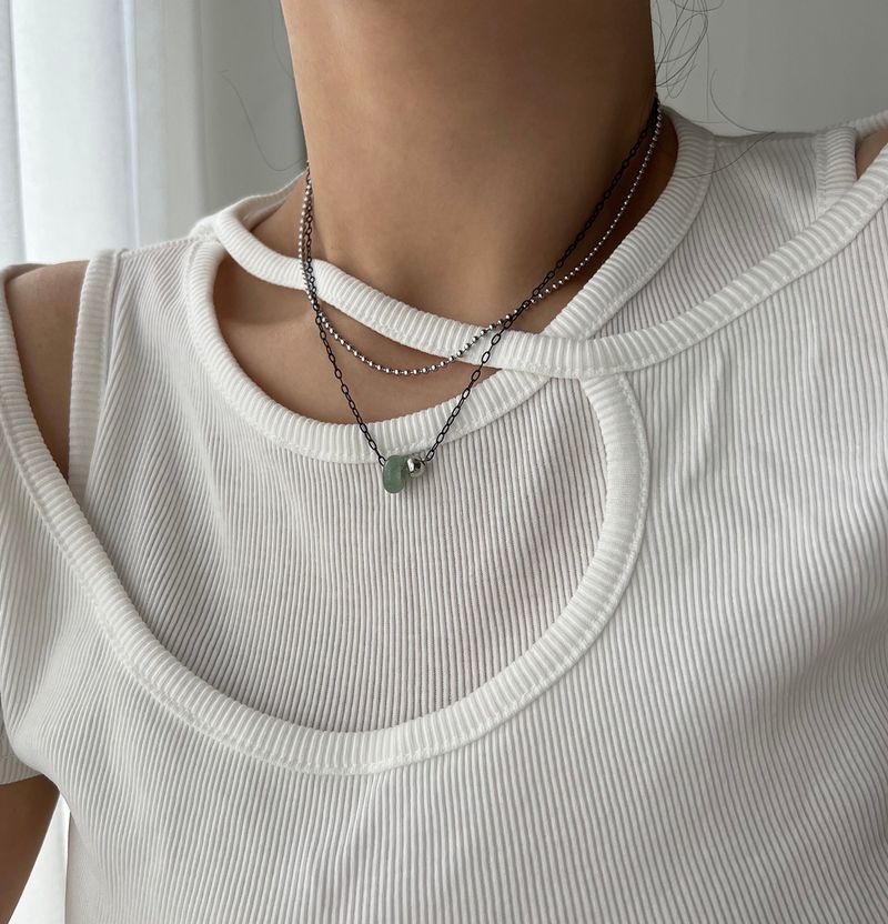Haur gemstone y2k hip two-line layered choker necklace
