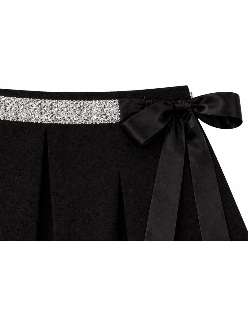 Sienna Beaded Point Belt Mini Skirt Black