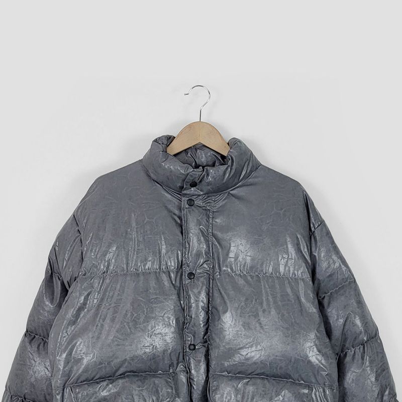 Cracked Nuptse Metallic Short Puffer Jacket