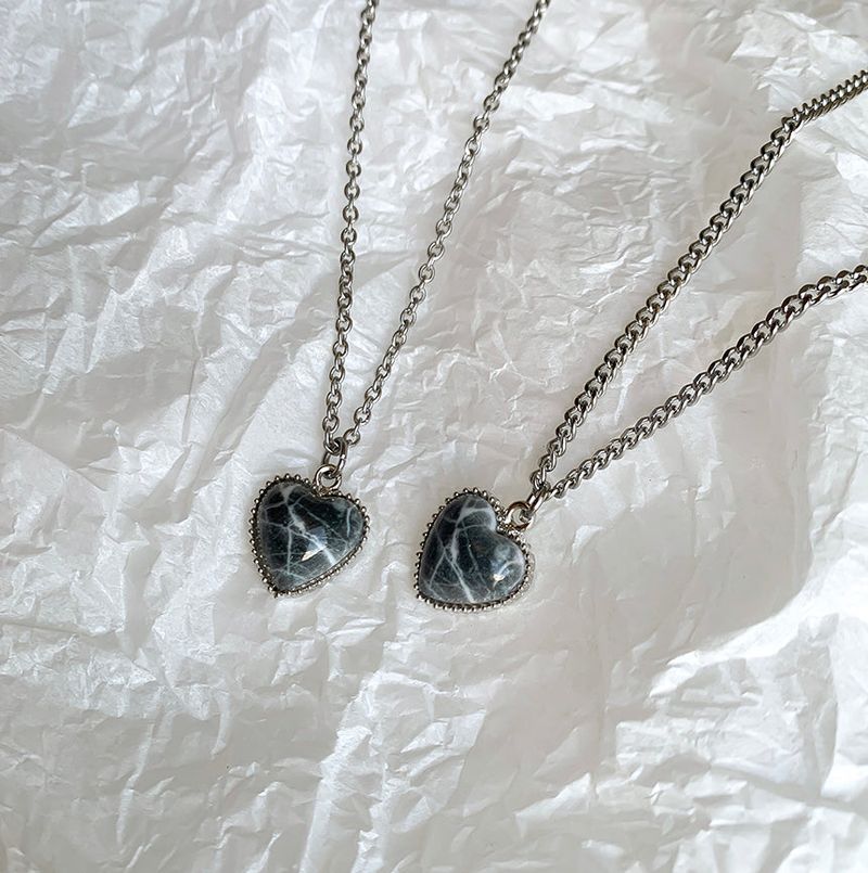 Gray marble heart necklace