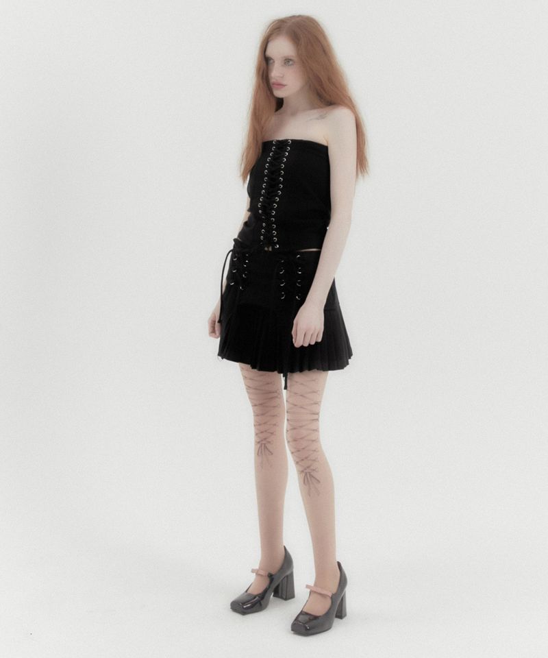 Corset Pleated Low Skirt Black