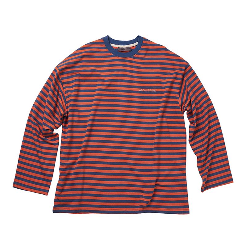 ARCANE FUNK（アーケインファンク）の「EMBROIDERY STRIPE LONG SLEEVE blue（Tops）」