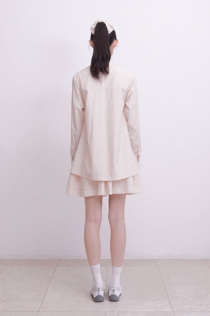 Pintuck shirring mini skirt (STRIPE)