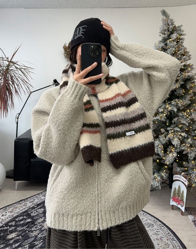 Helid Boucle Knit Zip-Up