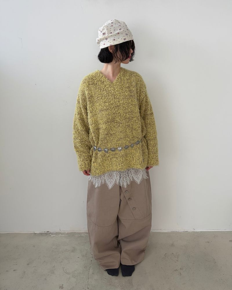 Slant Button Denim Pants