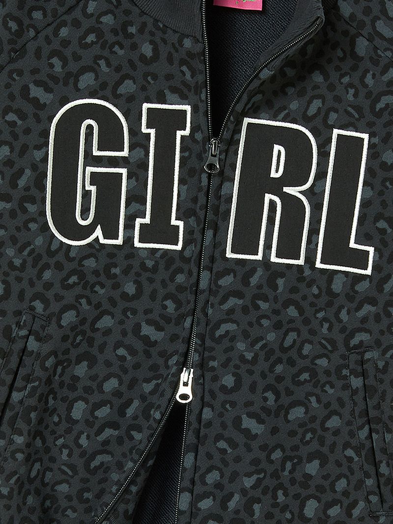 LEOPARD ZIP UP BLACK
