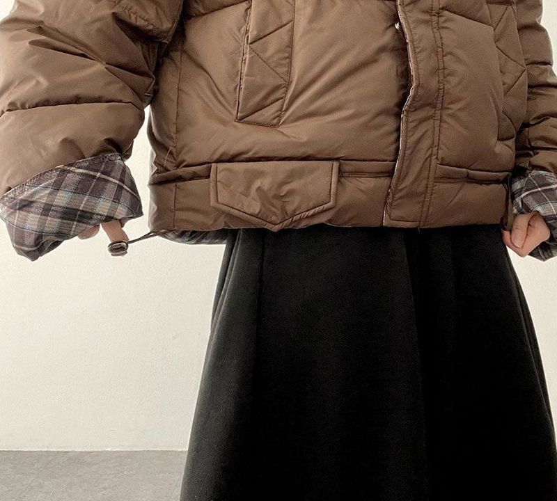 Pomi checkered lining padded jumper
