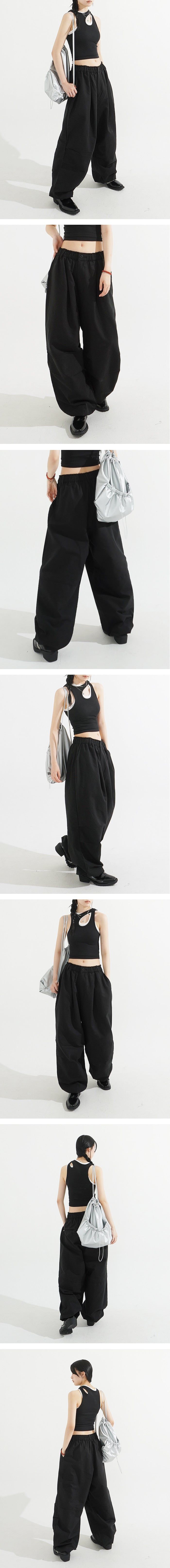 Balloon Cotton String Pintuck Pants