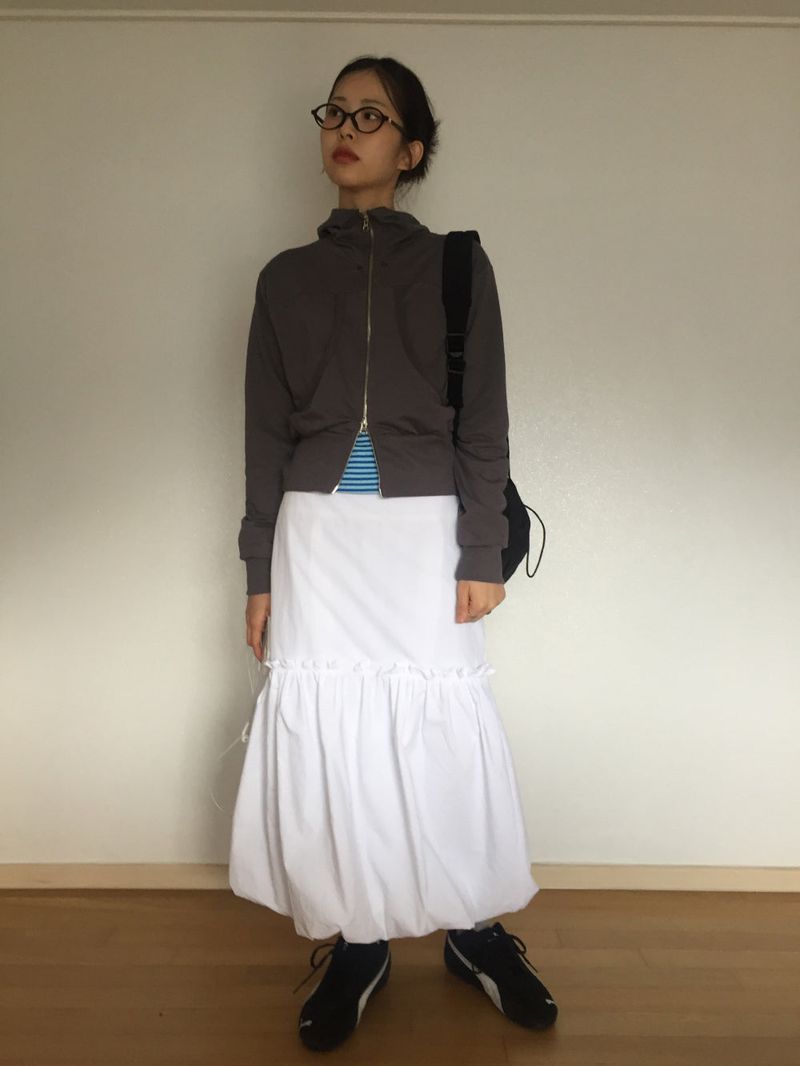 pumpkin nylon long skirt