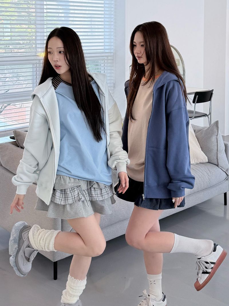 CEC LABEL ZIP-UP HOODIE (SKY BLUE)