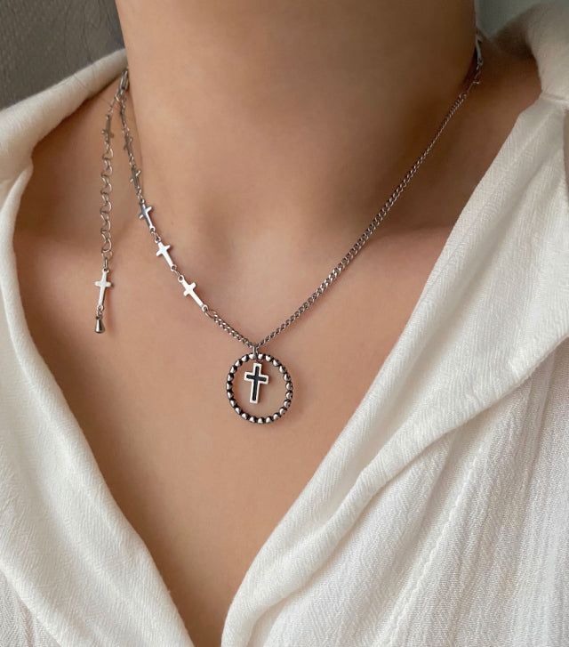 ky Coin Black Cross Two Way Necklace