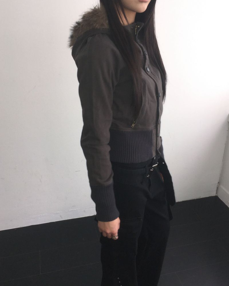 Vintage hood crop jacket