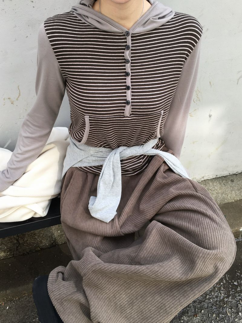 RITCORE(リットコア)の「Leo Stripe Fleece Layered Hoodie (2c)(Tops)」
