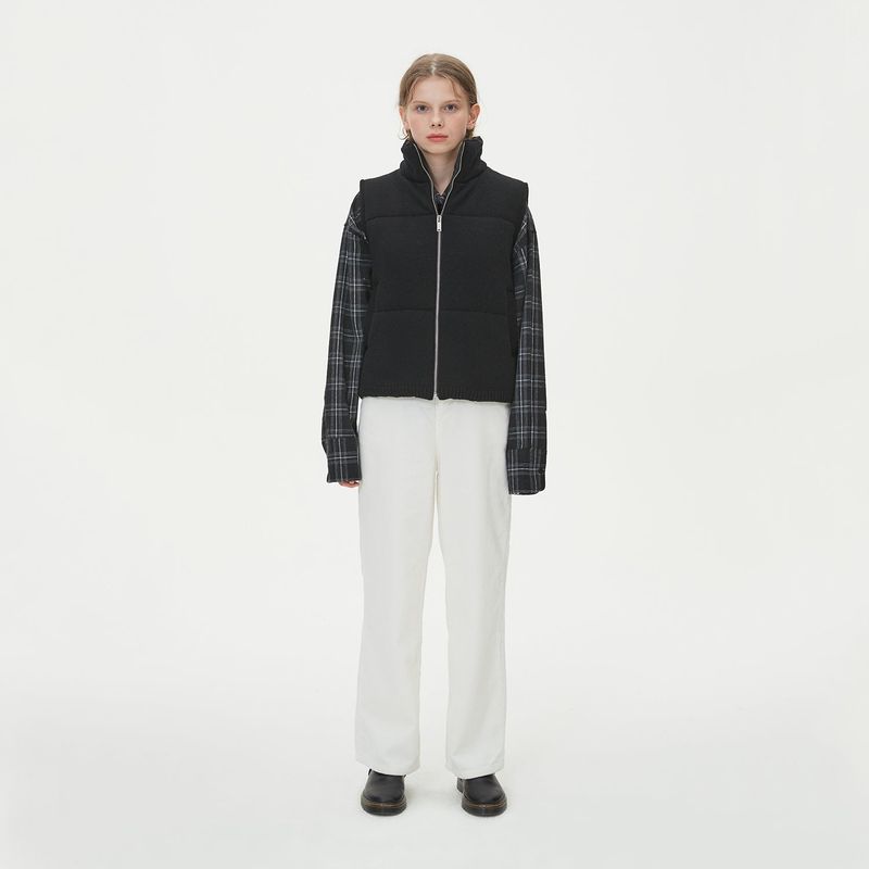 WARM PUFFER KNIT PADDING VEST_BLACK