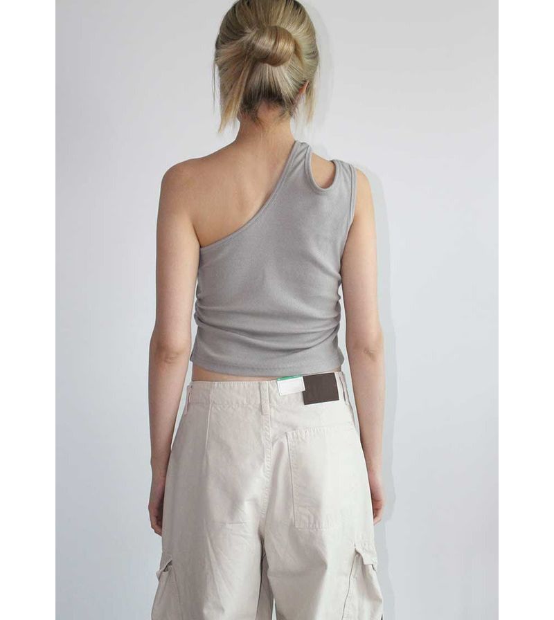 CUT OUT SHIRRING SLEEVELESS