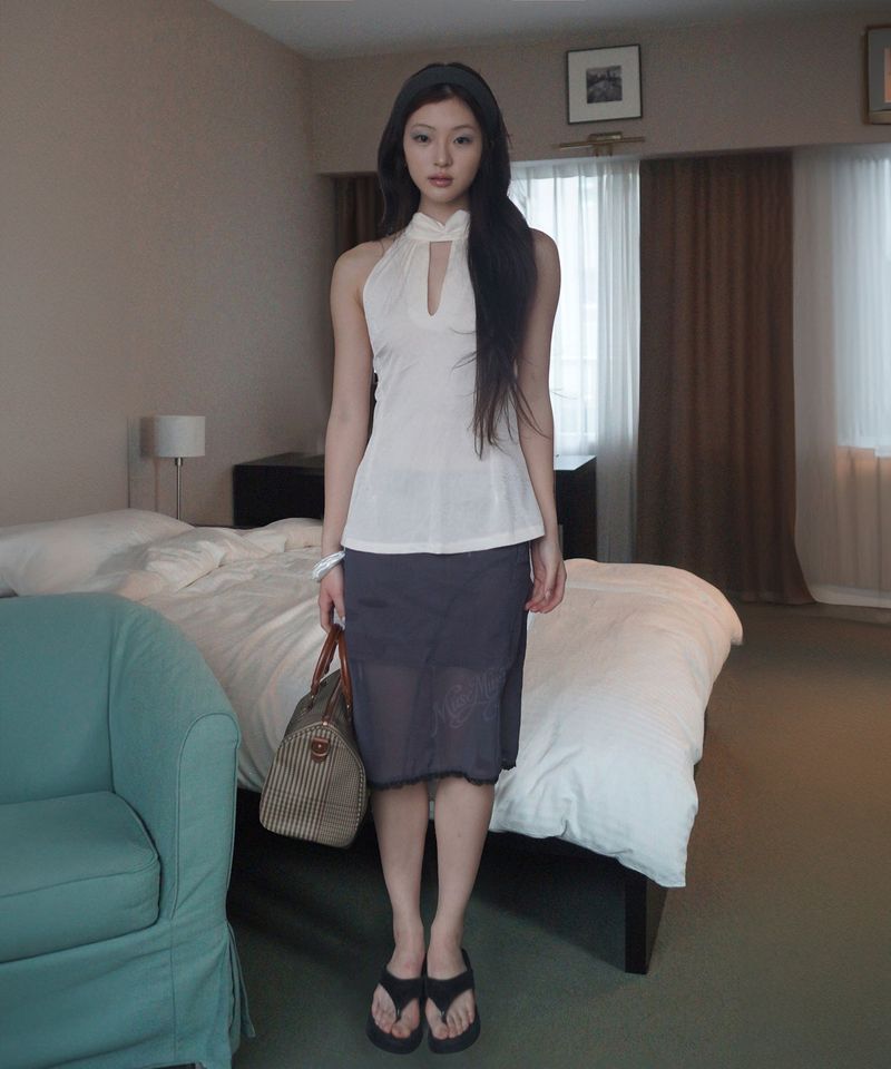 Printed Lace Midi Skirt_Charcoal