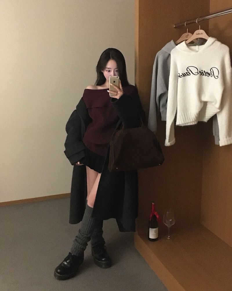 [ORIGINAL] DARE Off-Shoulder Rib Knit