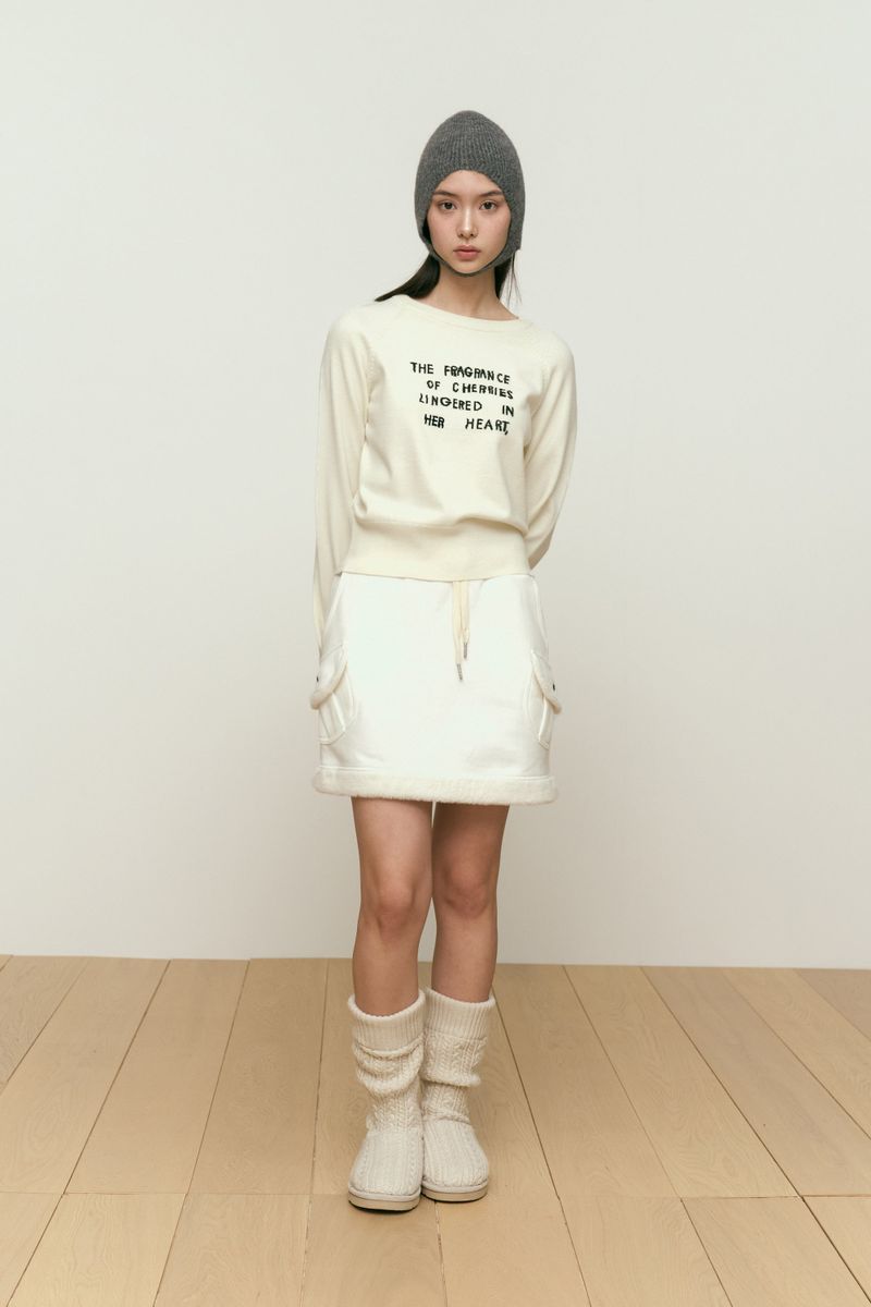 CHERRY CONCEPT WORDING KNIT [IVORY]