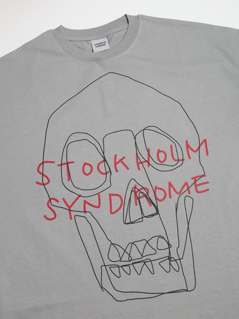 ラインスカルTシャツ - グレー