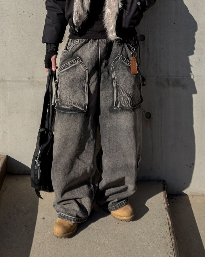 Morik Utility Pocket Wide Denim Pants