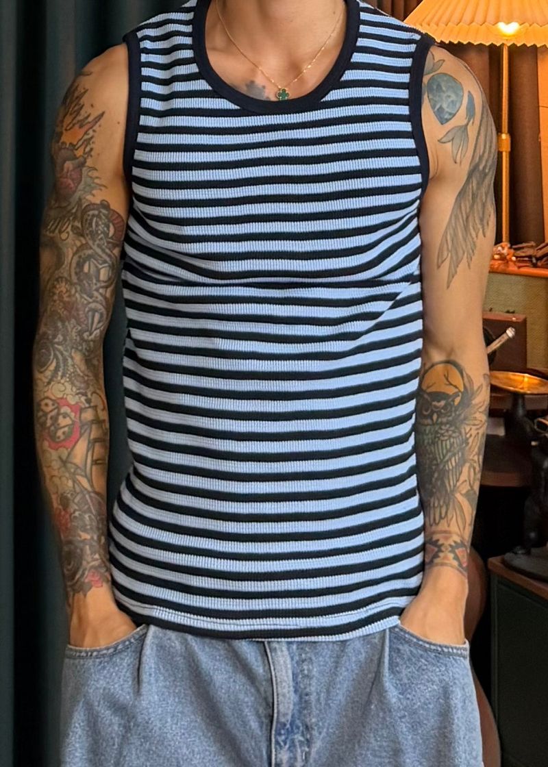 Slim Waffle Stripe Tank Top 3COLOR