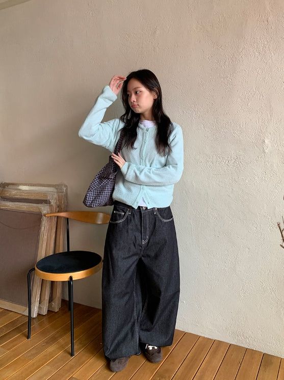 Wonne Color Round Knit Cardigan