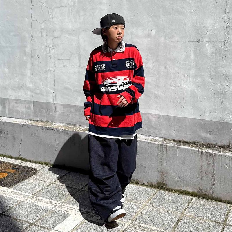 Oversized Old-School Stripe Polo Shirt