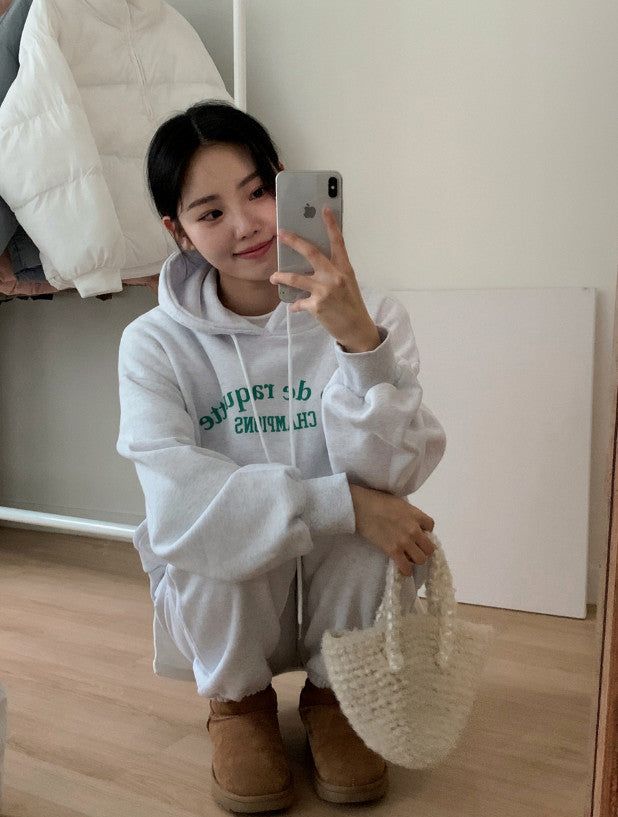 Daily Lettering Hoodie + Jogger Pants Set (3color)