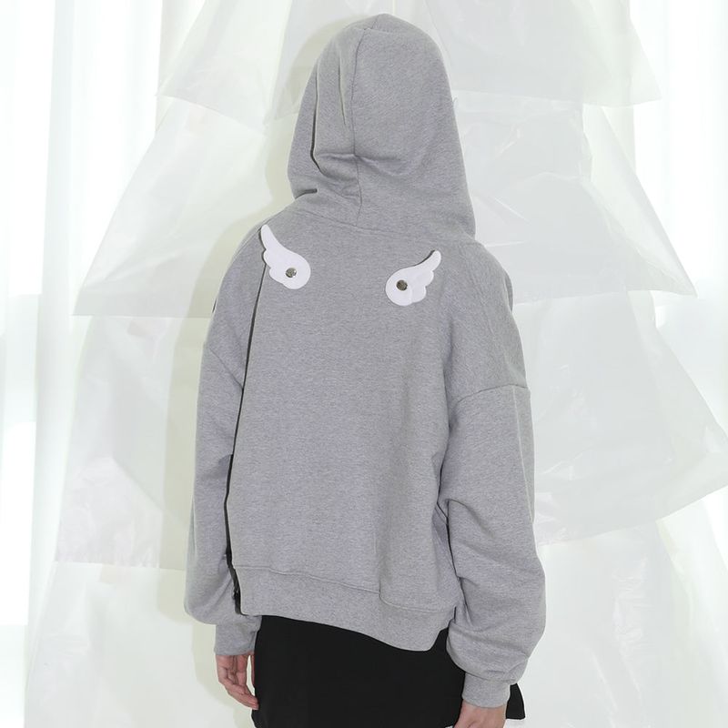 Wings Hooded Zip-up - GREY
