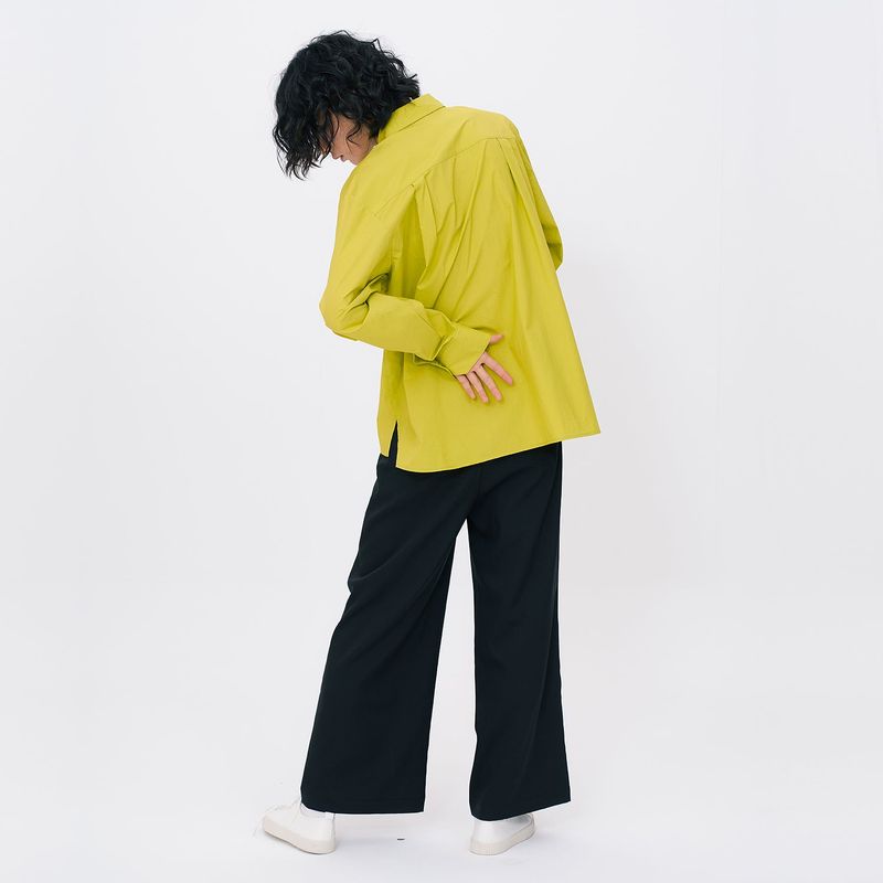 Crinkle Basic Shirts [Lime]