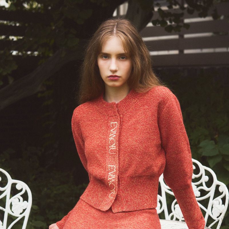 ALPACA SLIM CARDIGAN - RED BEIGE