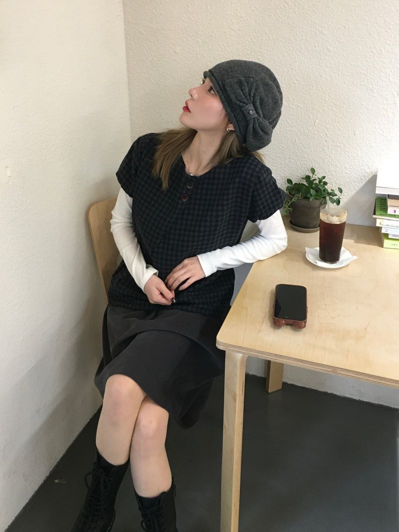 Mone Check Puff Blouse (2c)