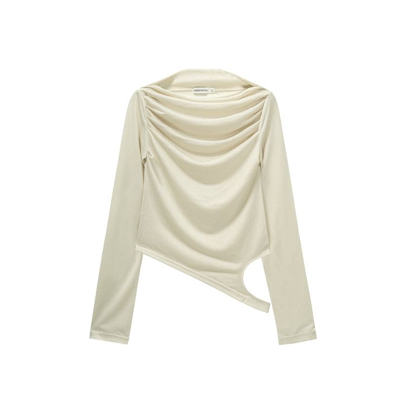 OFF SHOULDER SHIRRING CUT-OUT TOP (PALE GREEN)