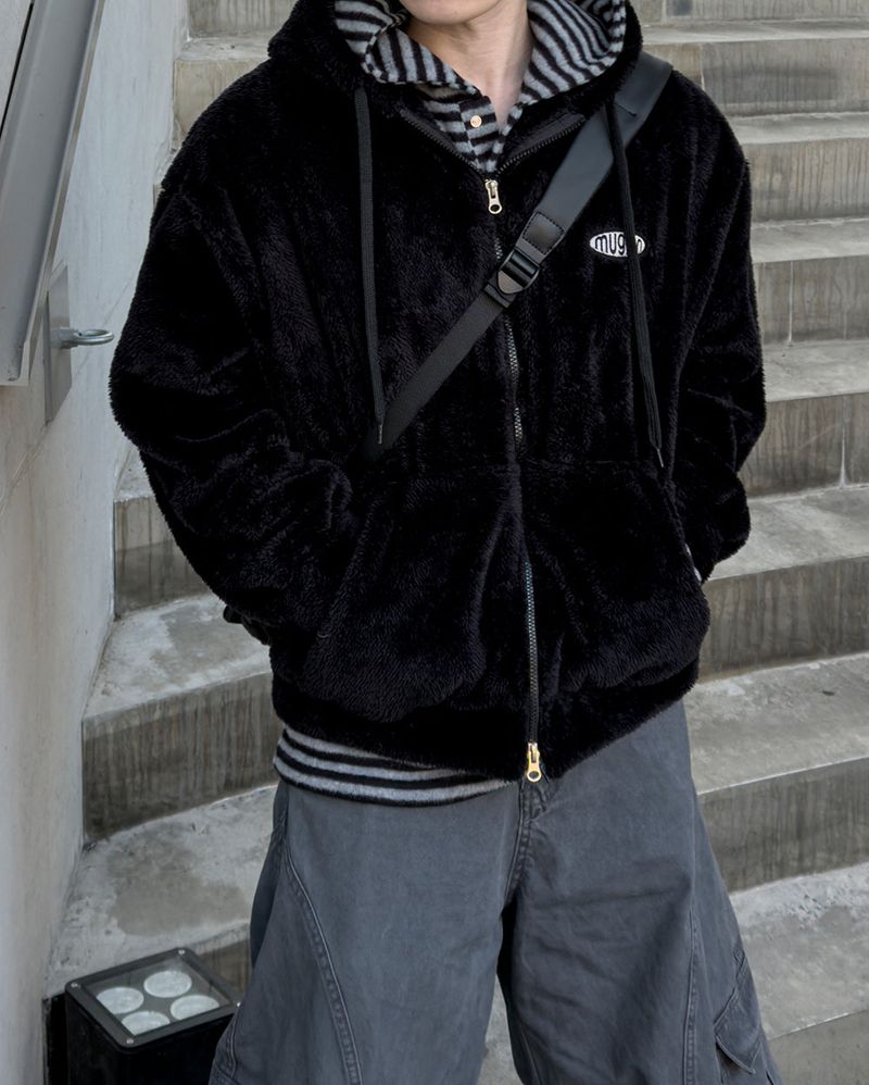 Perrin Fleece Shearling Hood Zip-Up