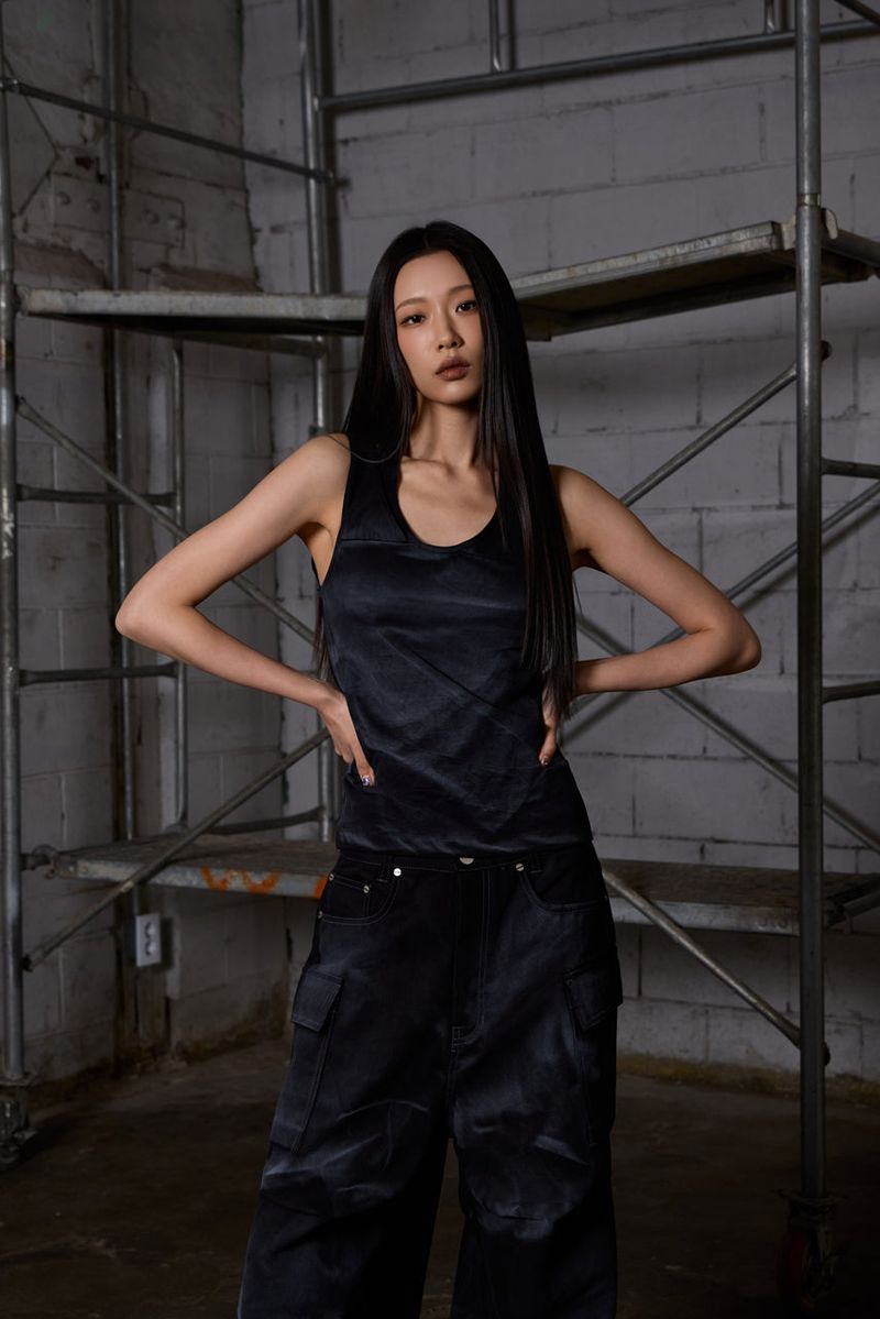 Dirty Washed Layered Halter Neck - Black