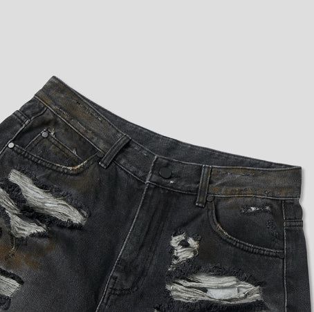 Tizzy Damage Black Denim Half Pants