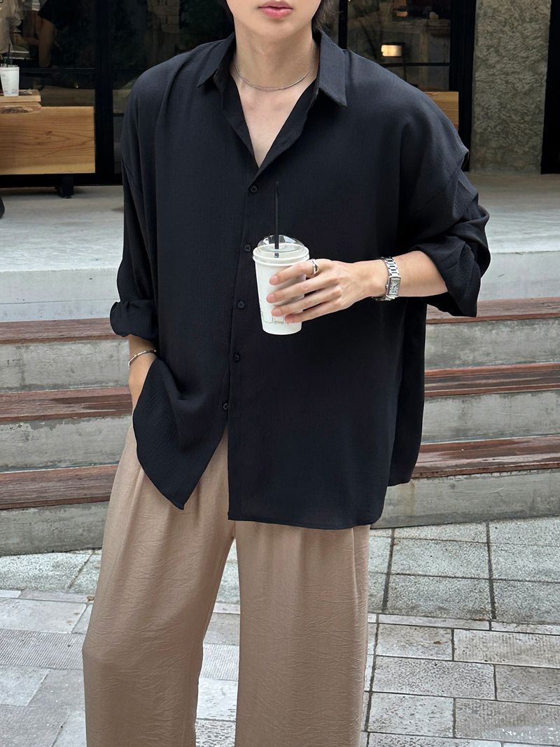 [SET] LMN Martin Air Cool Oversized Linen Shirt + Niel Natural Pintuck Linen Pants