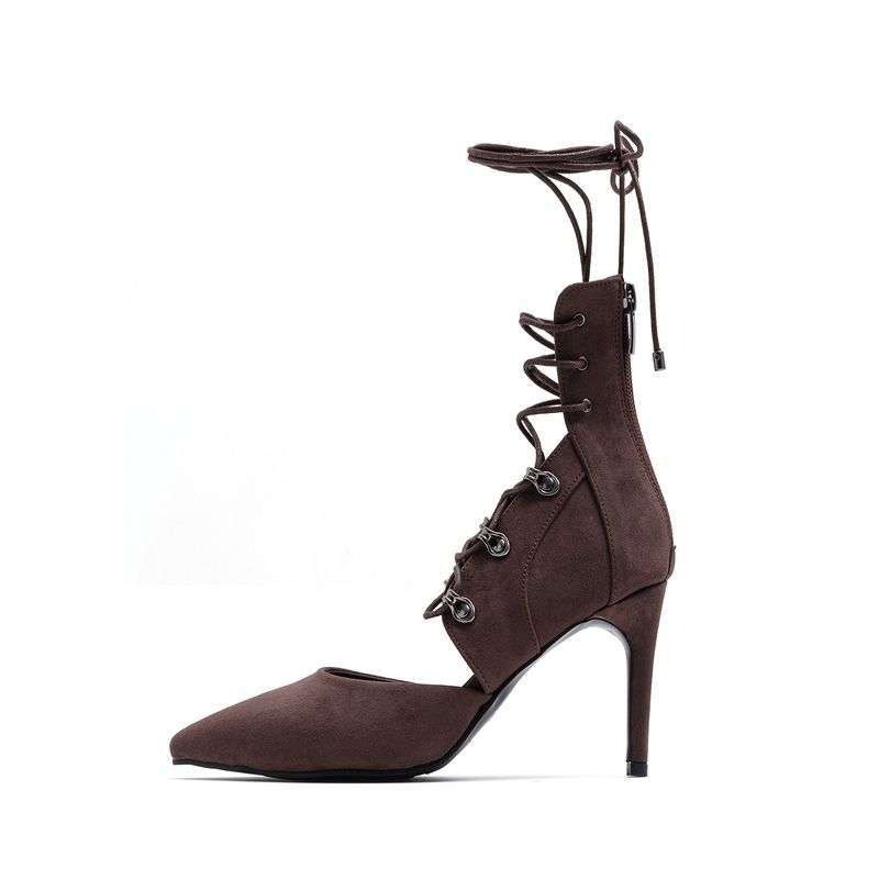 SSIMEEZ（シミズ）の「Suede Lace-Up Stiletto Heel(Brown)（Shoes）」