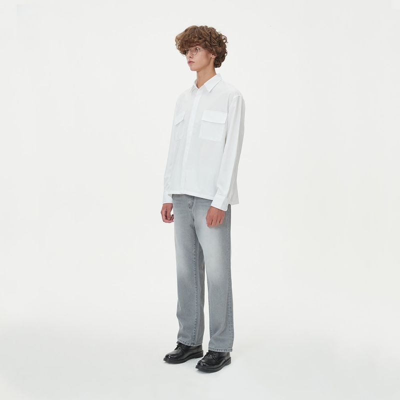 TWO POCKET HIDDEN BUTTONS SHIRTS_IVORY