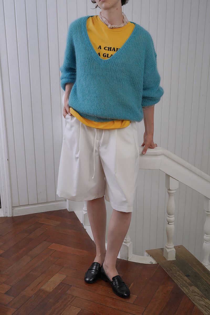 Pintuck bermuda pants_ivory
