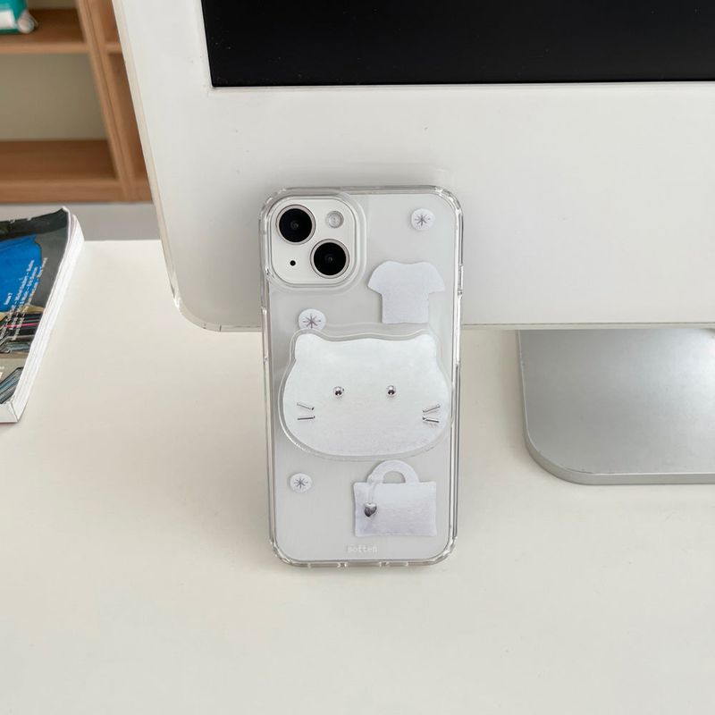 [MADE] silver cat jelly hard case