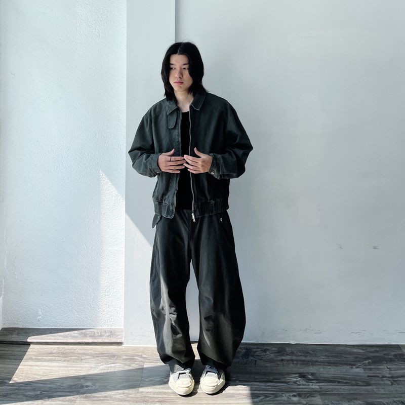 Texture Curved Harrington Jacket