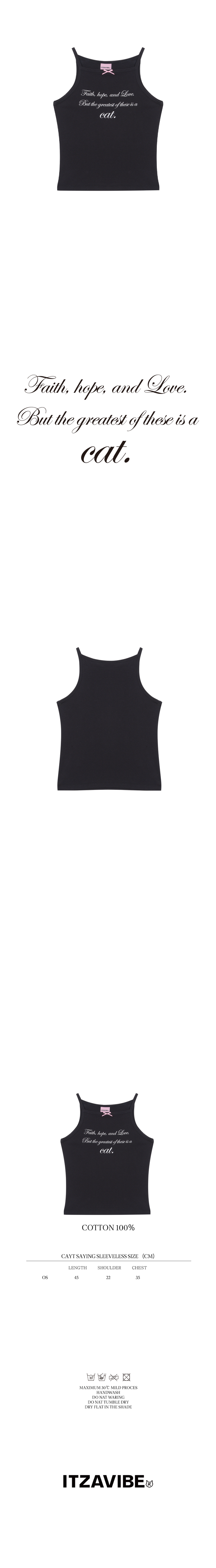 CAT SAYING SLEEVELESS_BLACK