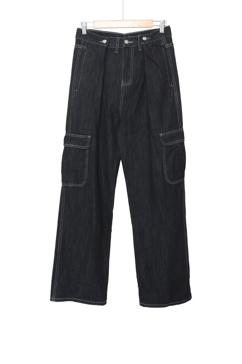 non-faded cargo denim pants