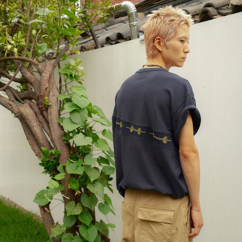 Sewing stuff half T-shirts / Navy
